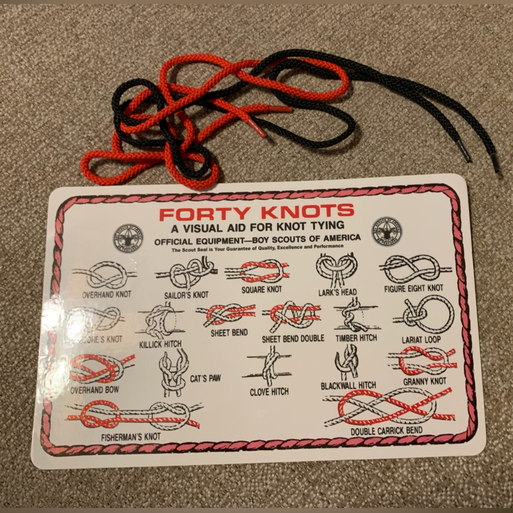 Forty Knots, Knot Tying Visual Board with Strings, Boy Scouts of America